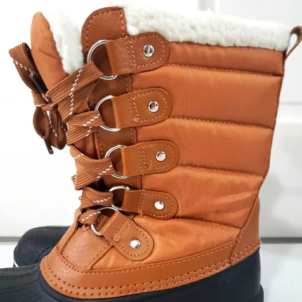 Winter insulated snow brown black warm cozy DSG Kids' Powder 200g Boots size 2